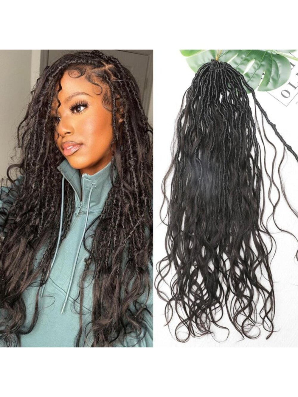 22-Inch Pre-Looped Crochet Boho Goddess Locs - Curly Ends, Body Wave, 72 Strands